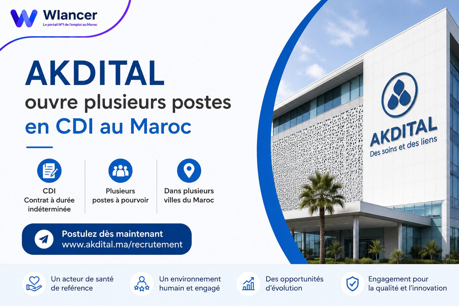 AKDITAL ouvre plusieurs postes en CDI au Maroc