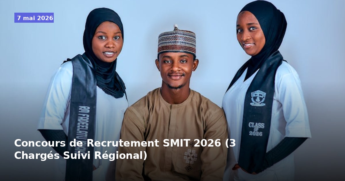 Recrutement SMIT 2026 : 3 Chargés de Suivi Régional