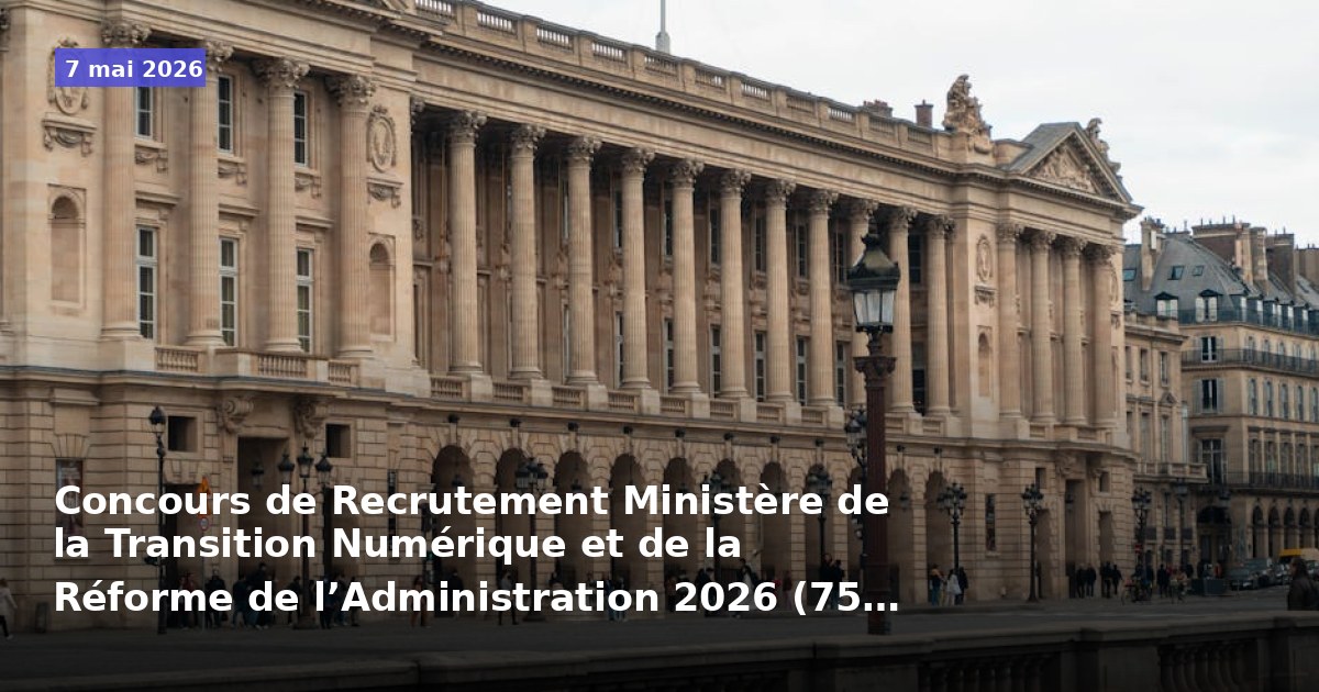 Concours de Recrutement au Ministère de la Transition Numérique et de la Réforme de l’Administration 2026 (75 Postes)