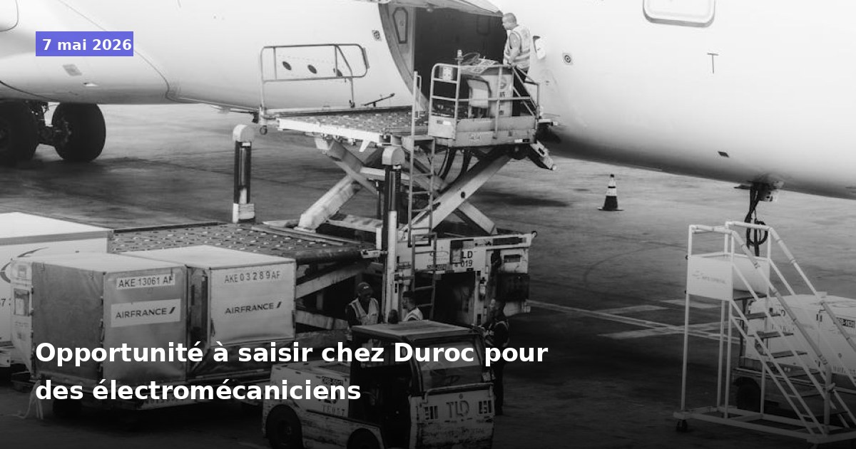 Opportunité chez Duroc pour électromécaniciens