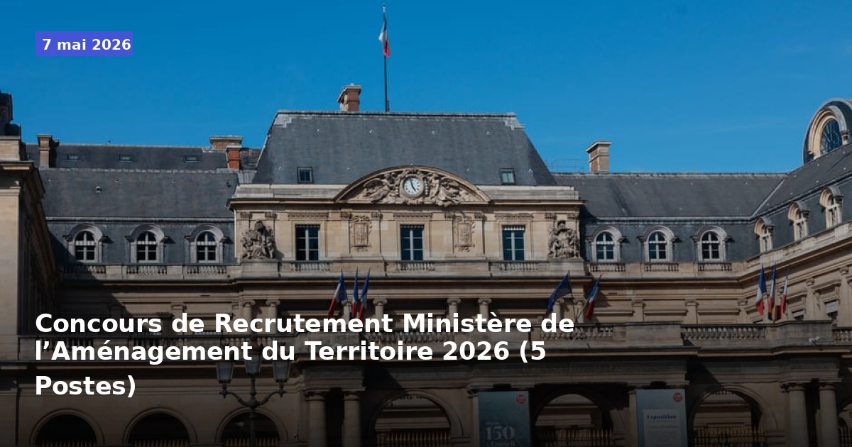 Concours de Recrutement du Ministère de l’Aménagement du Territoire 2026 (5 Postes)