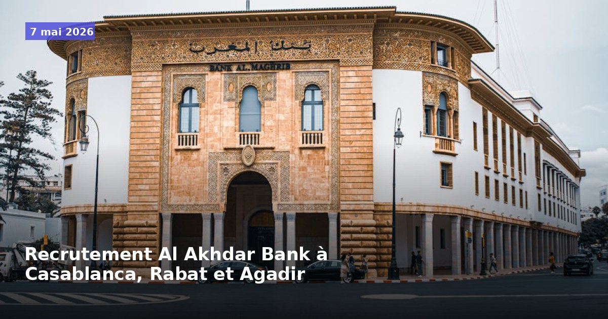 Recrutement à la Banque Al Akhdar à Casablanca, Rabat et Agadir