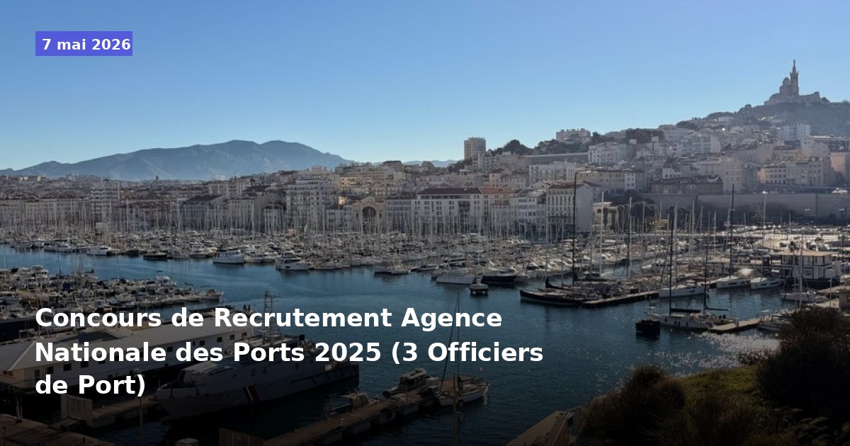 Concours de Recrutement à l'Agence Nationale des Ports 2025 (3 Officiers de Port)