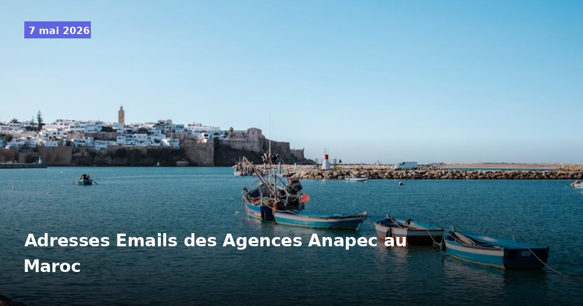 Adresses e-mail des agences Anapec au Maroc