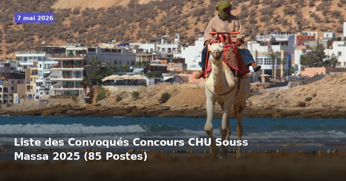 Liste des candidats convoqués au concours CHU Souss Massa 2025 (85 postes)