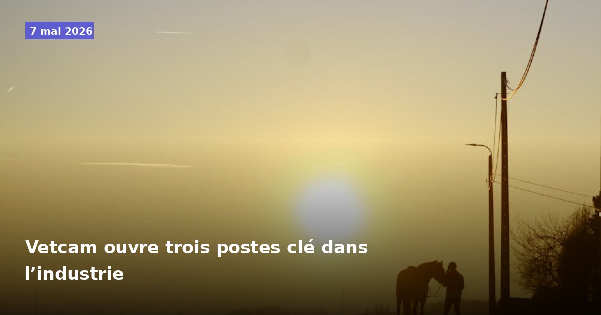 Vetcam recrute trois postes stratégiques dans l'industrie