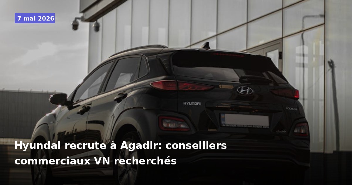 Hyundai recrute à Agadir : recherche de conseillers commerciaux VN