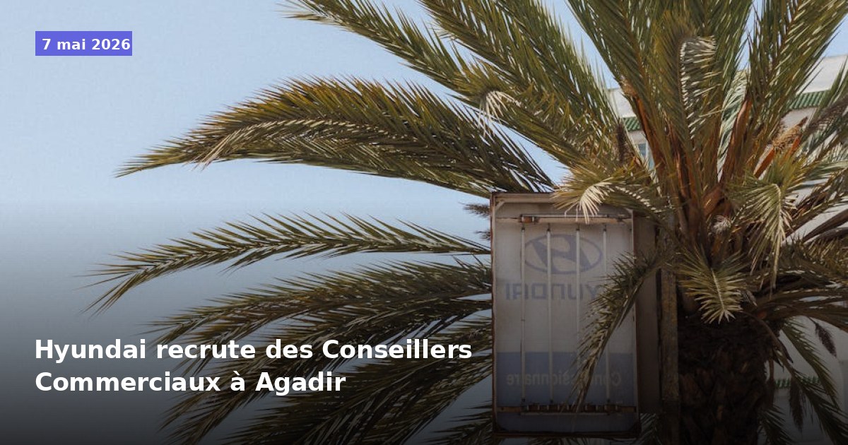 Hyundai recrute des Conseillers Commerciaux à Agadir