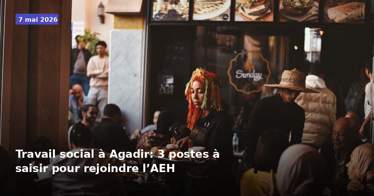 Opportunités en travail social à Agadir : 3 postes disponibles chez l'AEH