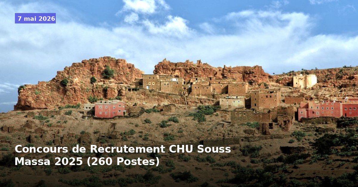 Concours de Recrutement au CHU Souss Massa 2025 (260 Postes)