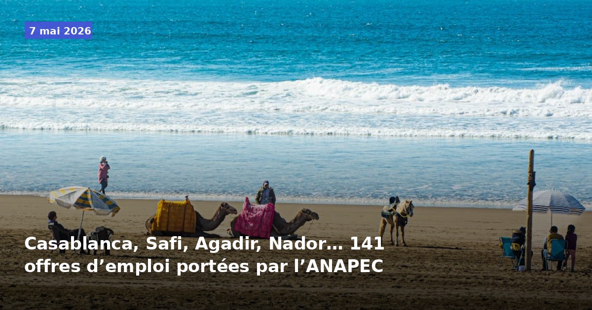 141 offres d’emploi de l’ANAPEC à Casablanca, Safi, Agadir, Nador…