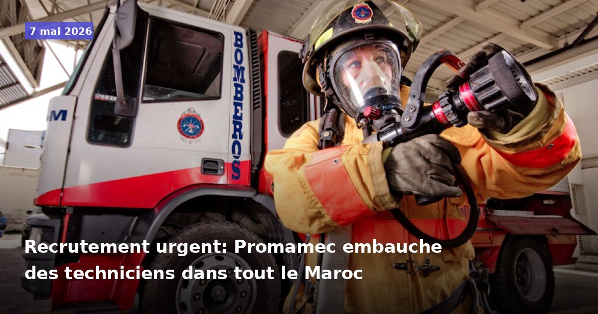 Recrutement urgent: Promamec embauche des techniciens dans tout le Maroc