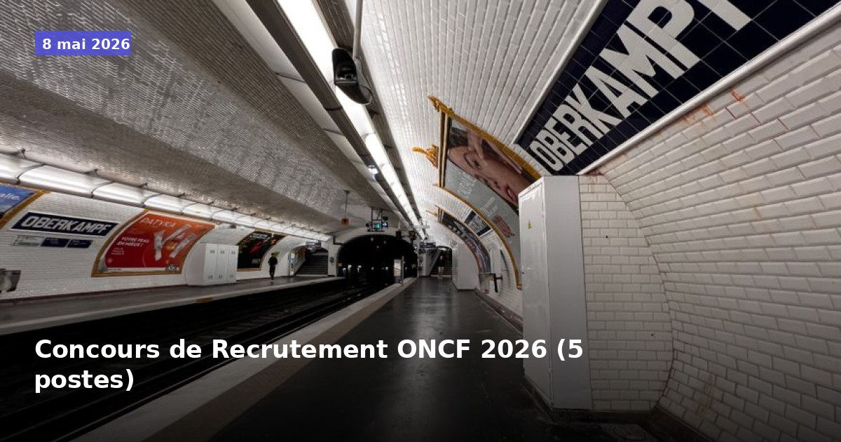 Recrutement ONCF 2026 (5 postes disponibles)