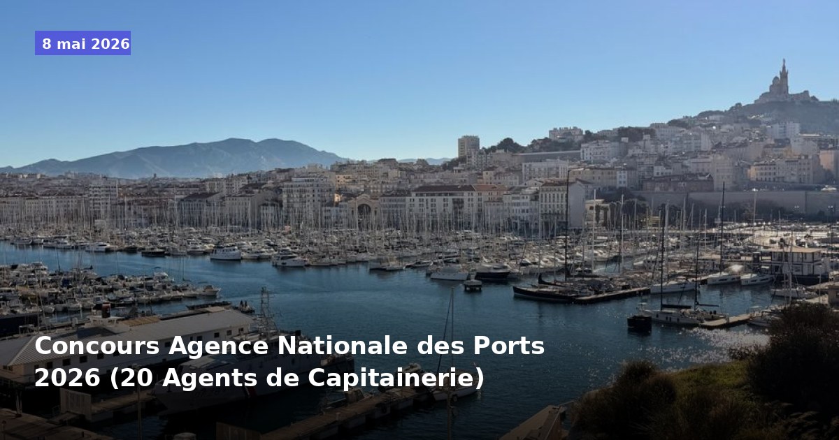 Concours Agence Nationale des Ports 2026 (20 Agents de Capitainerie)